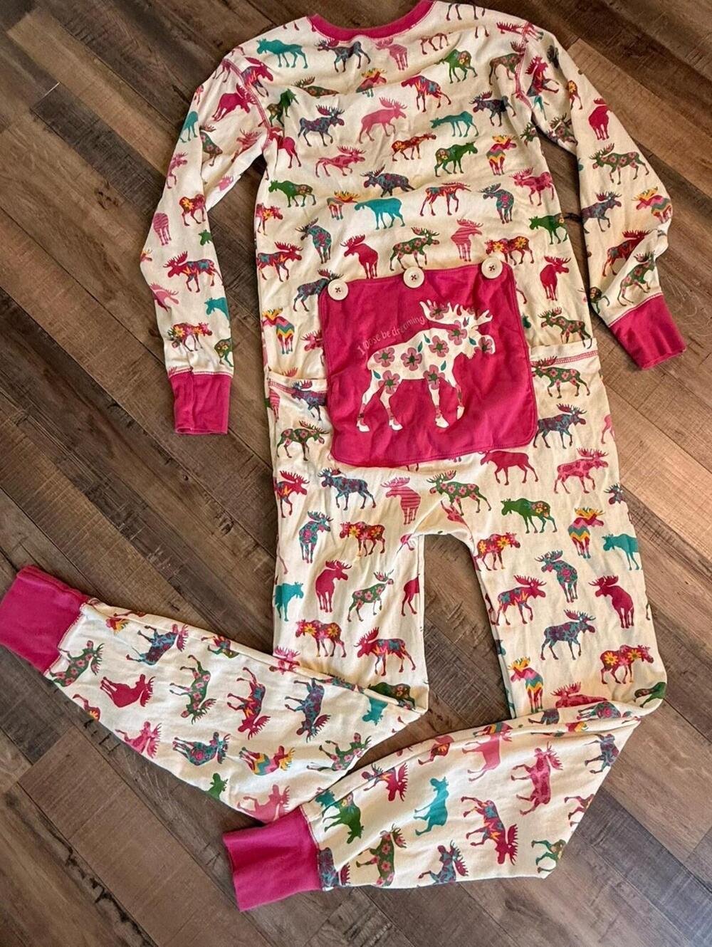 Little‎ Blue House Pink Moose Be Dreaming One Piece Footless  Womens Sz Xs
